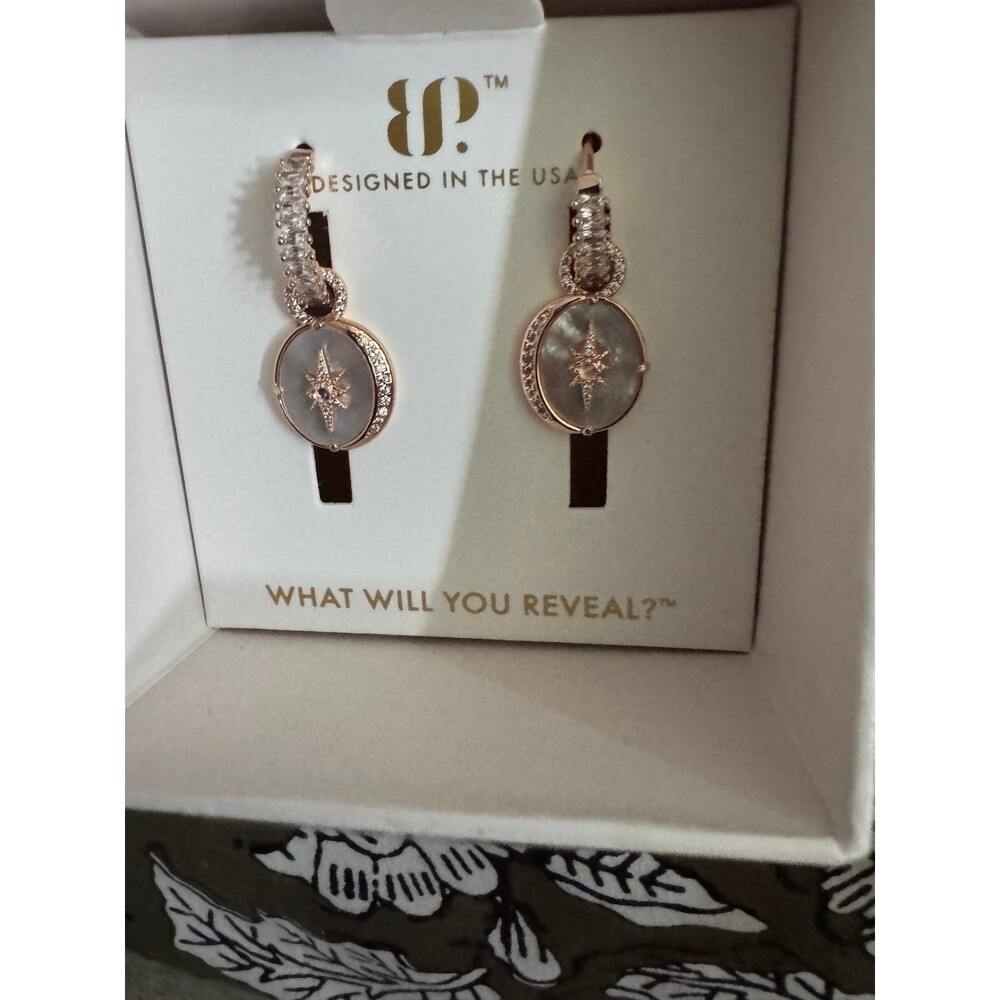 BP. Rose Gold genuine moon star Earrings